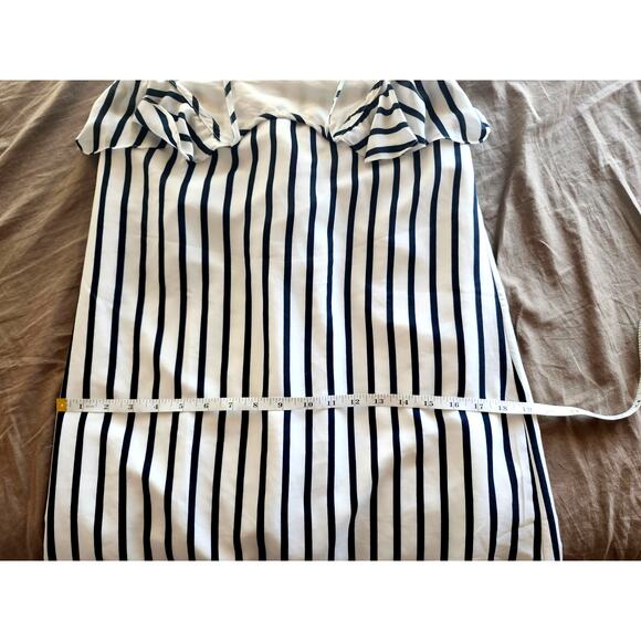 J Crew Striped Halter Ruffle Tank Small Navy White Shift Mini Summer Dress J0861 - Picture 9 of 9